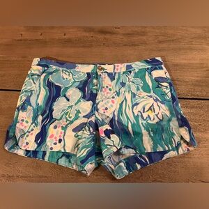 Lilly Pulitzer Shorts Addie Shorts Brilliant Blue Aquatic Garden Shorts Size 6